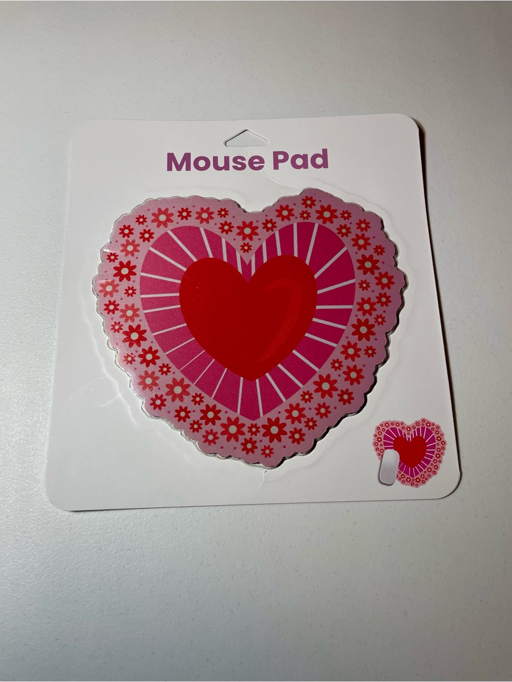 Heart-Shaped Pink & Red Mouse Pad Anti Slip Cute 9.6”x8.8” New Sealed Desk Decor